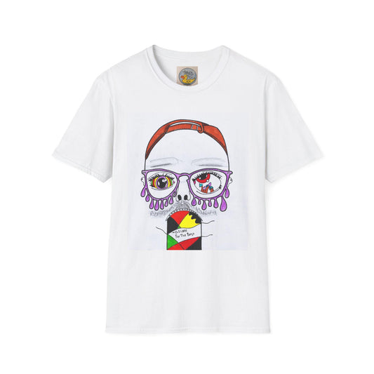 Trippy Psychedelic Abstract Josh Portrait T-Shirt | Purple Eyes, Glasses