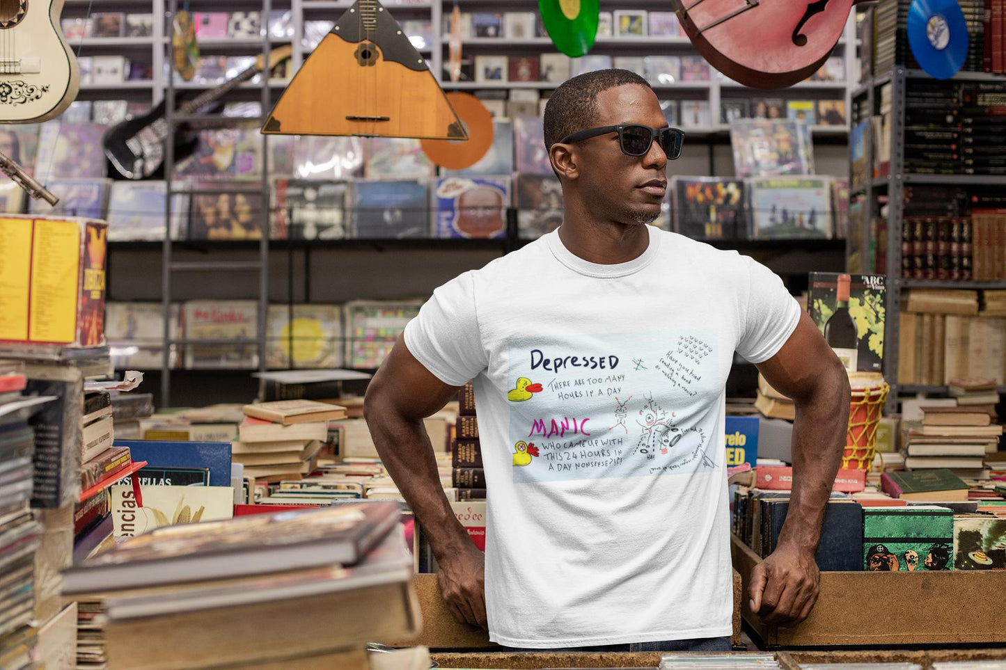 Bipolar Disorder Manic Depressed Tee | Ducks humour| Hand Made | U.K. Artist | Made in Cape Town