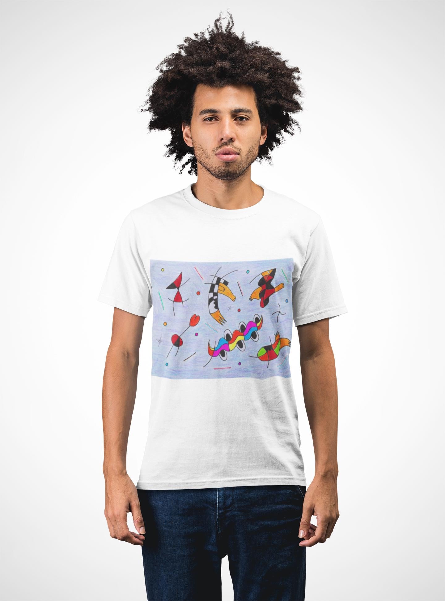 Joan Miró Inspired Abstract Ducks T-Shirt | Colorful Surreal Figurative Design