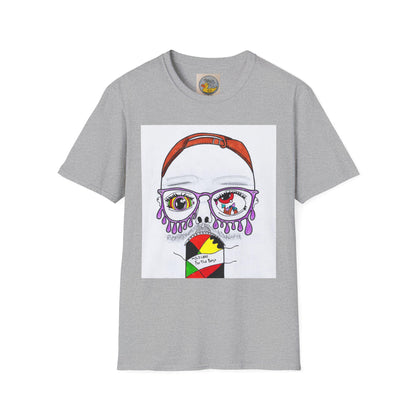 Trippy Psychedelic Abstract Josh Portrait T-Shirt | Purple Eyes, Glasses