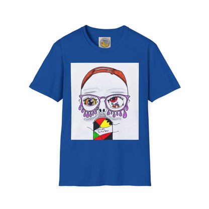 Trippy Psychedelic Abstract Josh Portrait T-Shirt | Purple Eyes, Glasses