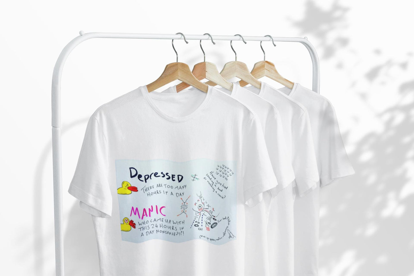 Bipolar Disorder Manic Depressed Tee | Ducks humour| Hand Made | U.K. Artist | Made in Cape Town