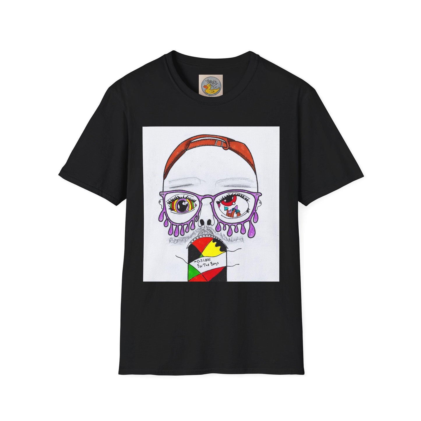 Trippy Psychedelic Abstract Josh Portrait T-Shirt | Purple Eyes, Glasses