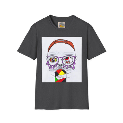 Trippy Psychedelic Abstract Josh Portrait T-Shirt | Purple Eyes, Glasses