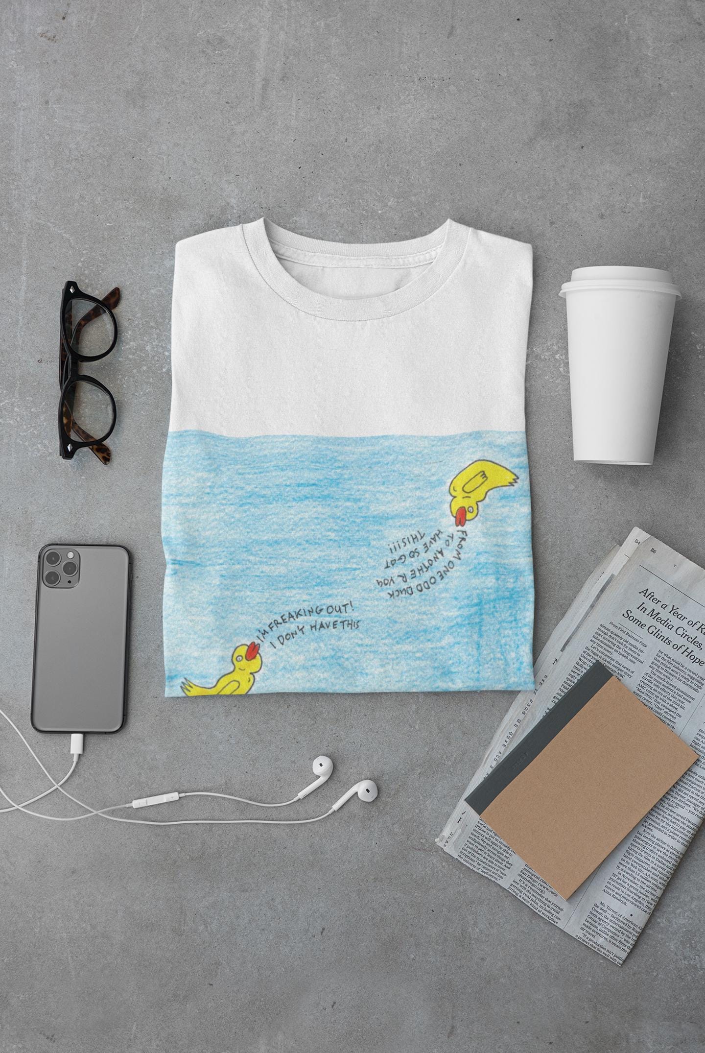 Motivational T-shirt | Odd Ducks Helping Each Other | Hand Drawn Artwork