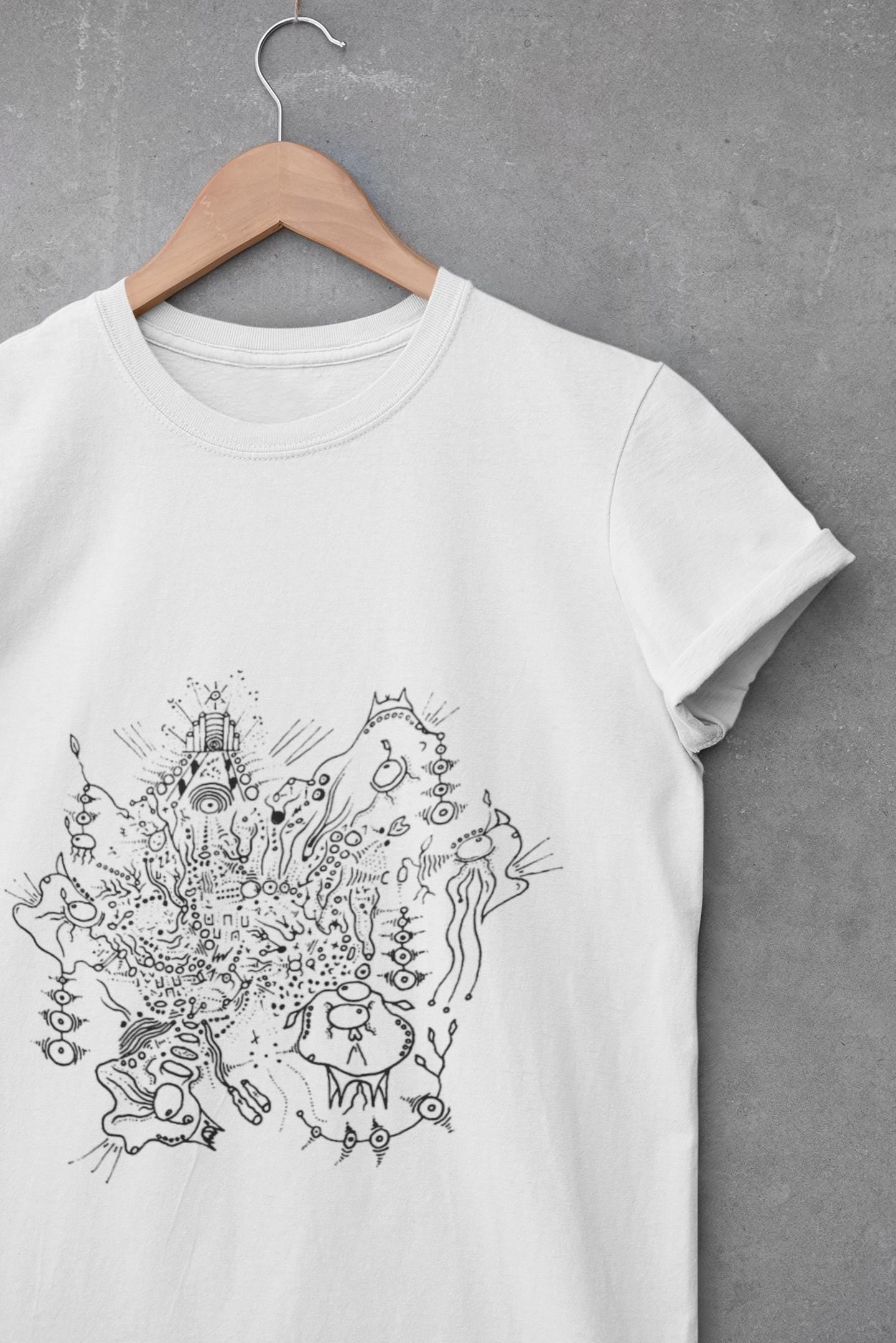 Abstract Ganesh Linework Print Tee | Hindu Surrealist Art, UK Artist