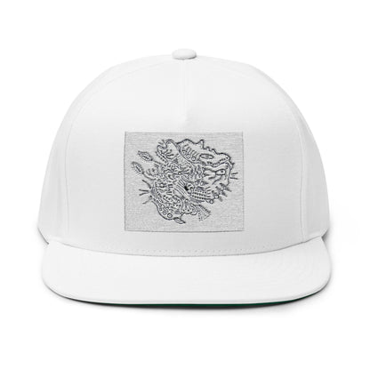 Scribble Linework Cap | Abstract Animal Flat Bill Hat | Minimalist Embroidered Snapback | UK Artist