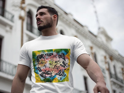 Abstract Ink Faces T-Shirt | Colorful Linework Art, Cape Town Design