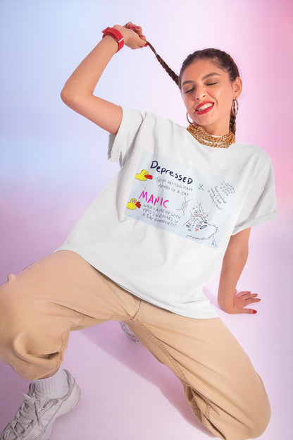 Bipolar Disorder Manic Depressed Tee | Ducks humour| Hand Made | U.K. Artist | Made in Cape Town