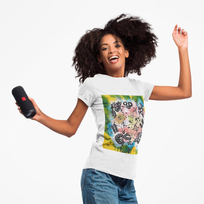 Abstract Ink Faces T-Shirt | Colorful Linework Art, Cape Town Design