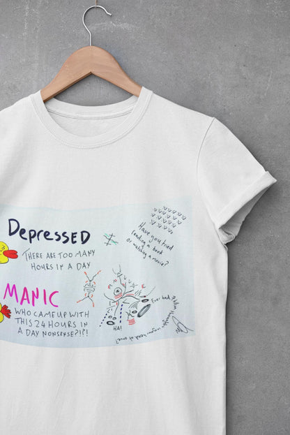 Bipolar Disorder Manic Depressed Tee | Ducks humour| Hand Made | U.K. Artist | Made in Cape Town