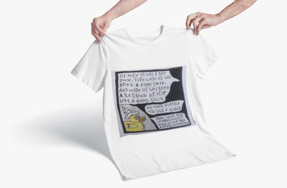 Hand Drawn Duck Comic T-Shirt | Mental Health Support Awareness Tee