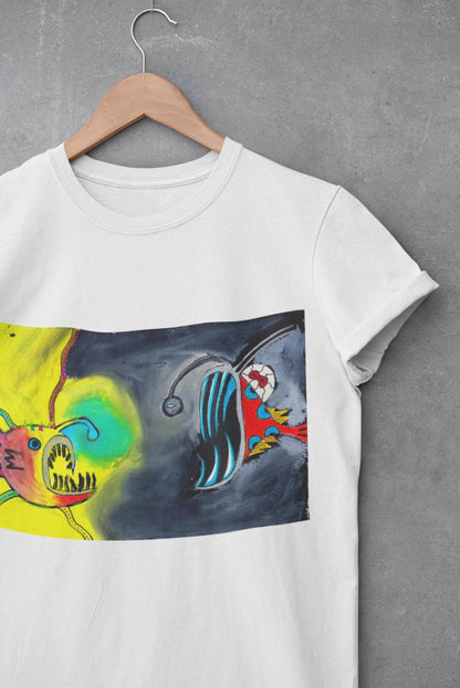 Dueling Angler fish | Bioluminescence Deep Ocean | Scary Fish | Hand Drawn | U.K. Artist