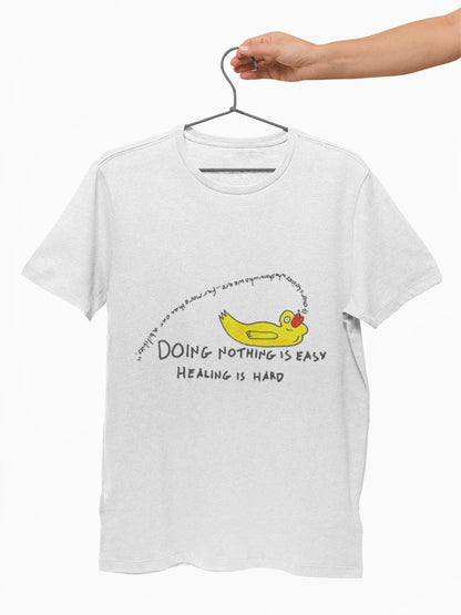 Doing nothing is easy, healing is hard | Mental Health Awareness | Harry Potter Quote | Abstract Duck Drawing | U.k. Artist