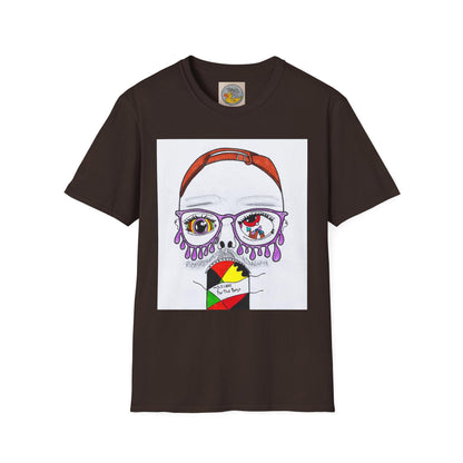 Trippy Psychedelic Abstract Josh Portrait T-Shirt | Purple Eyes, Glasses