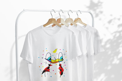 Flamenco Duck T-Shirt | Joan Miró Style Abstract Art, Hand Drawn Tee