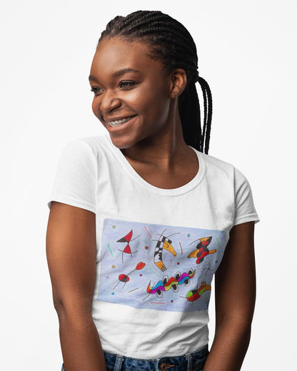 Joan Miró Inspired Abstract Ducks T-Shirt | Colorful Surreal Figurative Design