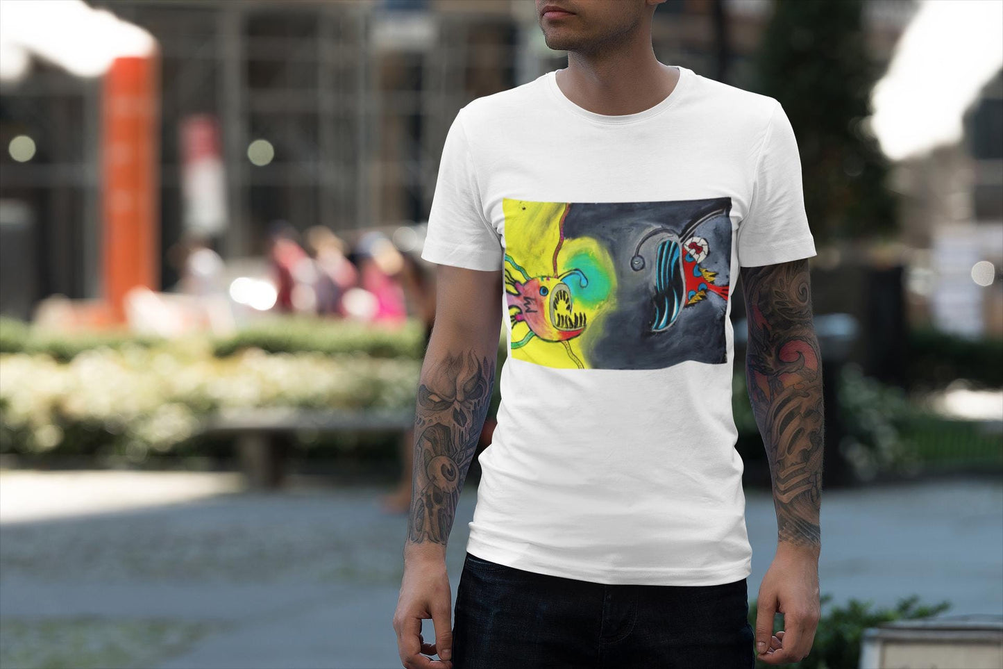 Dueling Angler fish | Bioluminescence Deep Ocean | Scary Fish | Hand Drawn | U.K. Artist