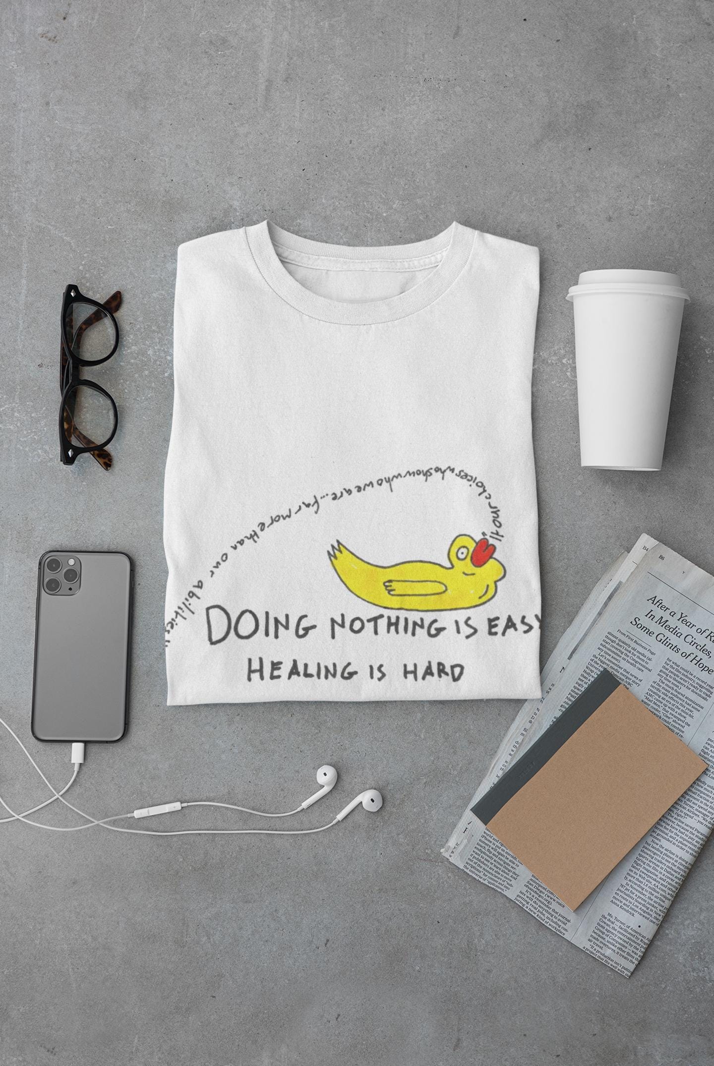 Doing nothing is easy, healing is hard | Mental Health Awareness | Harry Potter Quote | Abstract Duck Drawing | U.k. Artist