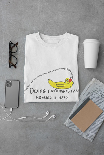 Doing nothing is easy, healing is hard | Mental Health Awareness | Harry Potter Quote | Abstract Duck Drawing | U.k. Artist