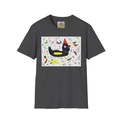 Black Duck Surreal Art Tee | Joan Miro Style Mental Health Awareness Shirt