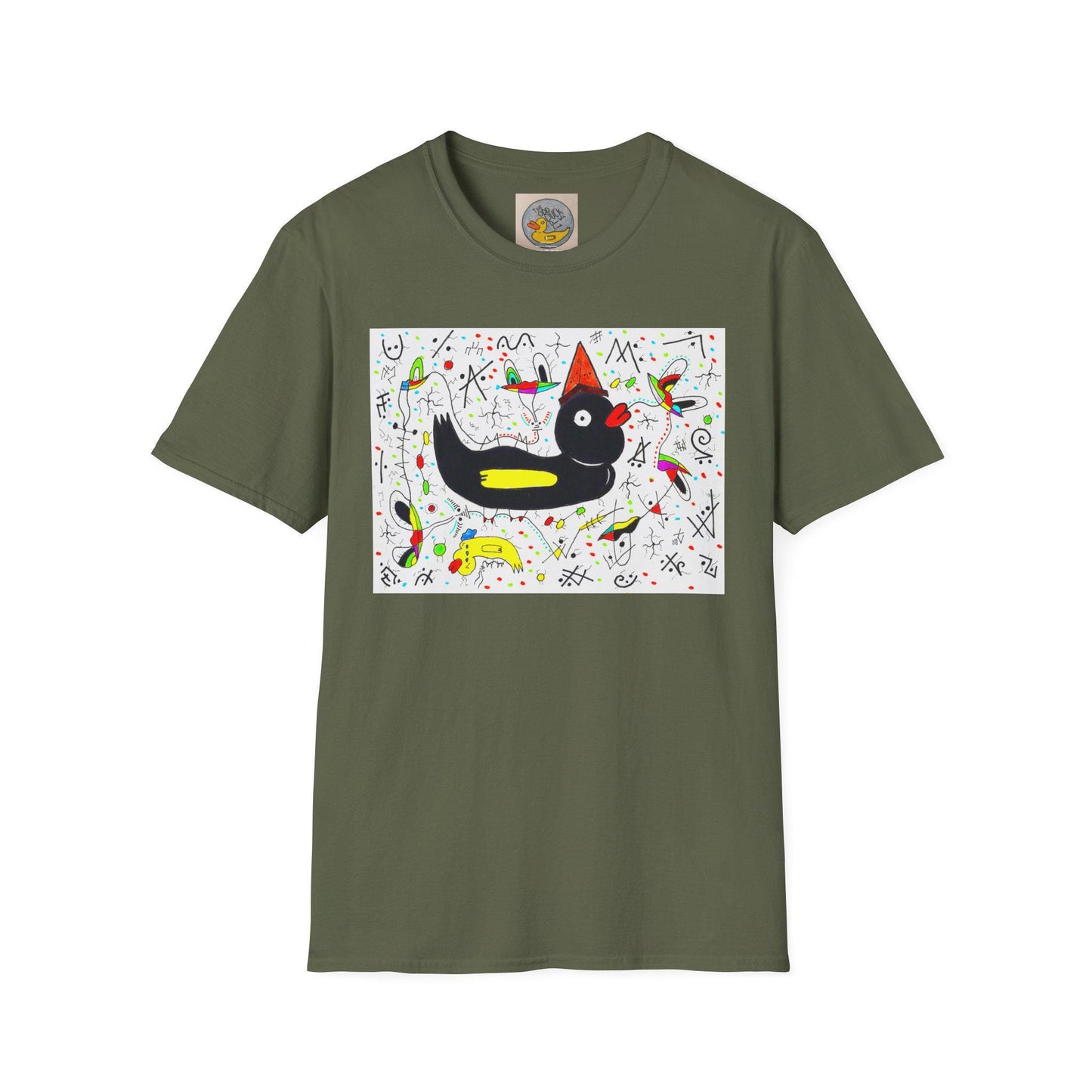 Black Duck Surreal Art Tee | Joan Miro Style Mental Health Awareness Shirt