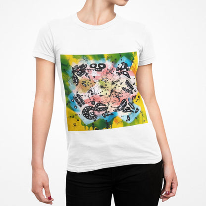 Abstract Ink Faces T-Shirt | Colorful Linework Art, Cape Town Design