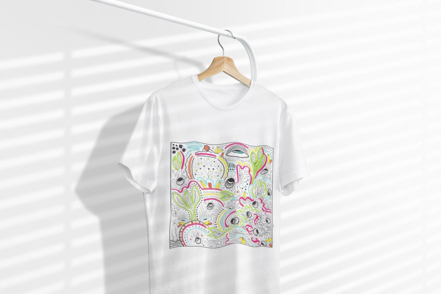 Surreal Psychedelic Mushroom Garden T-Shirt | Abstract Floral Fungi Art