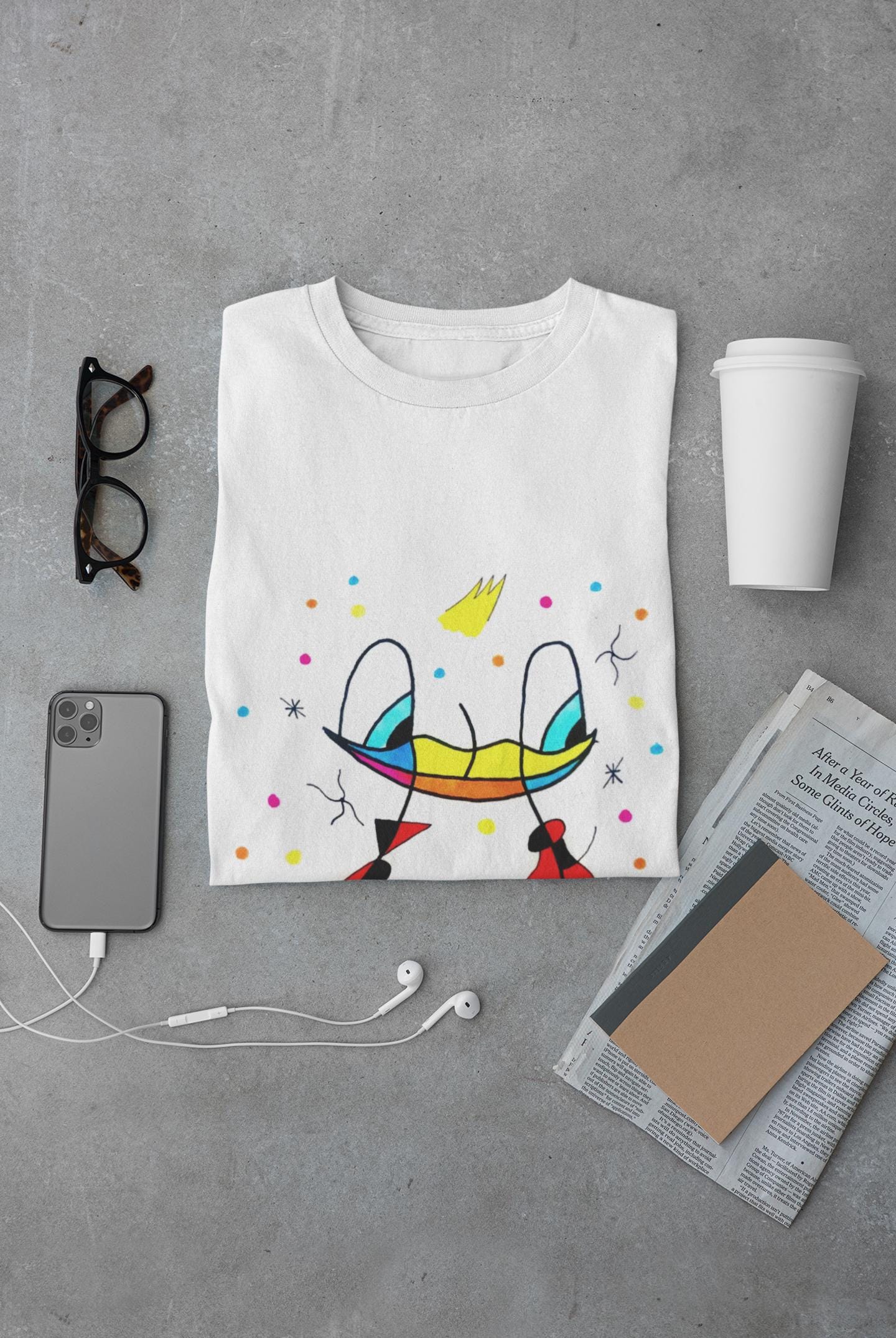 Flamenco Duck T-Shirt | Joan Miró Style Abstract Art, Hand Drawn Tee